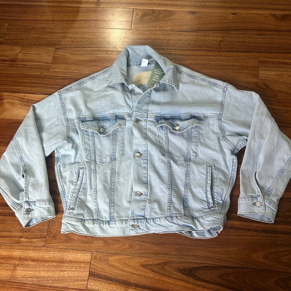 H&M &Denim Light Wash Denim Jacket Classic Fit Recycled Cotton Small